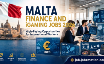 Malta Finance and iGaming Jobs 2026 featured image showing finance and gaming career opportunities in Malta for international workers on job.jobzmotion.com.