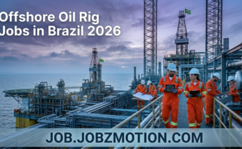 Offshore Oil Rig Jobs in Brazil 2026 featured image showing a modern offshore oil platform and engineers working in Brazil's energy sector.